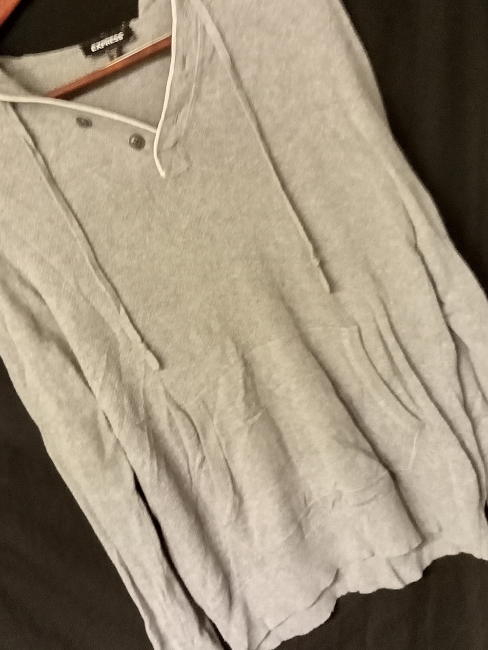 Express Gray Pullover Hoodie with Kangaroo Pocket